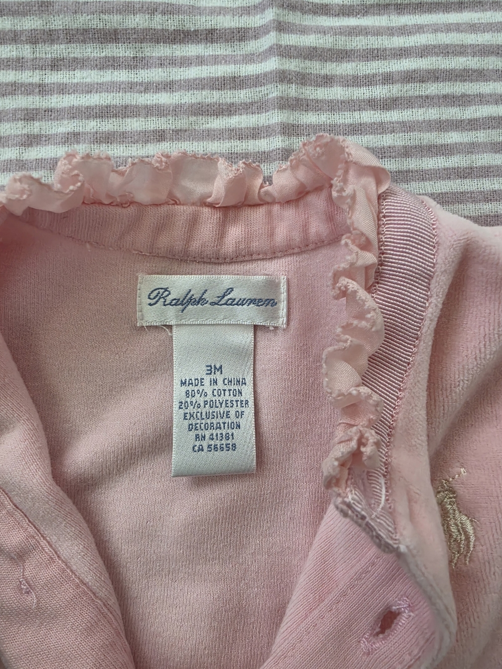 Ralph Lauren Pink Velour Dress | 3M - Picture 2 of 2